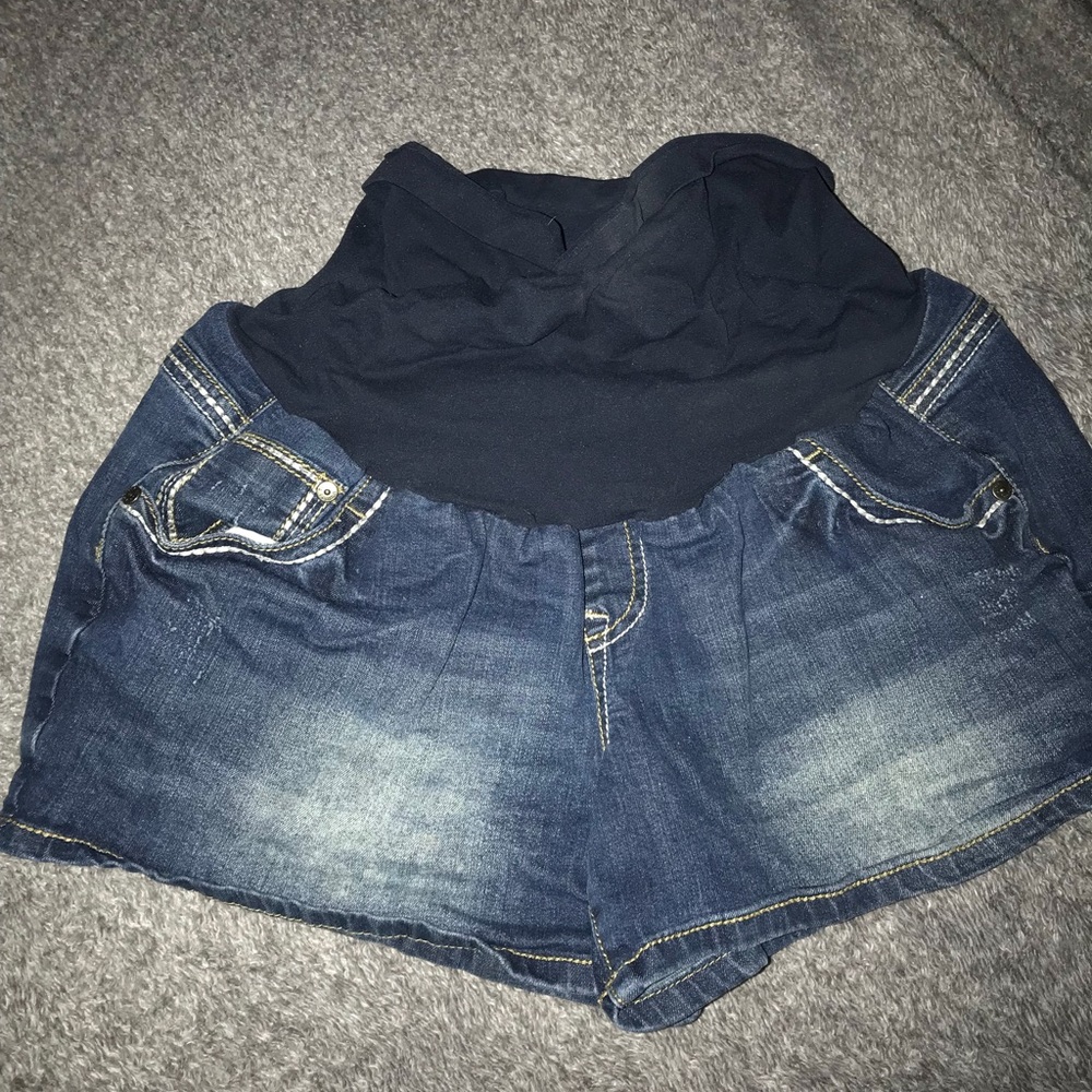 Like new indigo blue maternity shorts